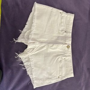 White jean cut-off shorts by Blank NYC